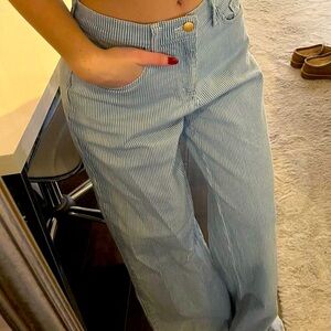 High Waist Wide Leg Striped Pants